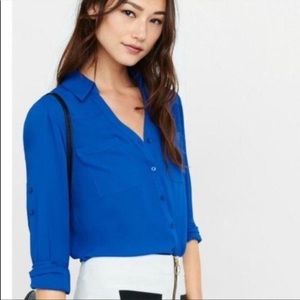 Express Portofino blue slim fit shirt blouse